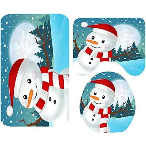 3-teiliges Weihnachts-Badvorleger-Set, rutschfest, Weihnachtsmotiv (1/4)