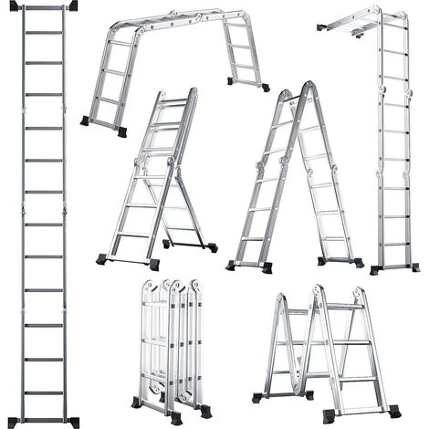 COSTWAY Escalera Plegable y Extensible Escalera Resistente con Estructura en Alúmina Ligera (1/5)