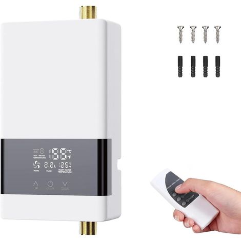 Chauffe-eau électrique instantané, température réglable, écran tactile LCD, convient pour cuisine et salle de bain, blanc (1/5)
