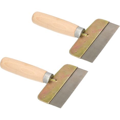 set de 2 spatules grattoir 120mm avec manche bois pour enlever tôles et peinture-NANOTEH (1/5)