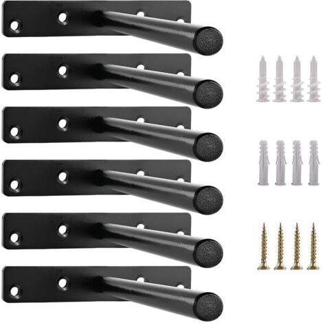 Lot de 6 supports d'étagère murale invisibles – Acier robuste pour étagères de 6,5 à 10 pouces – Charge max 100 lb – Fixation discrète (1/5)