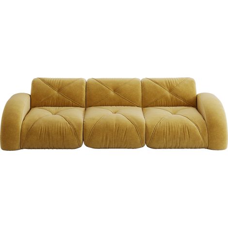 Sofá modular de 3 plazas sin estructura de chenilla amarillo 281 x 95 x 76 cm (1/5)