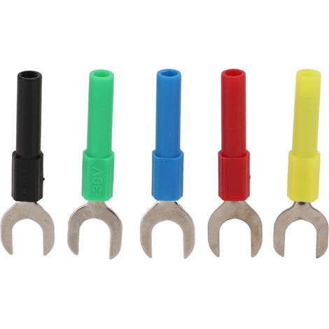 Lot de 10 connecteurs à fourche, 5 couleurs, espacement de 8 mm, type U, fiche banane femelle de 4 mm pour test (1/5)