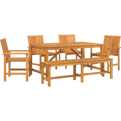 Maison Exclusive - Garten Essgruppe 6 pcs Braun Massivholz Akazie