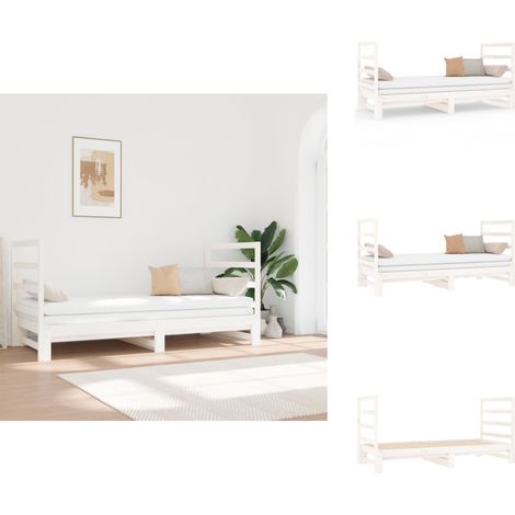 Lit coulissant sans matelas blanc 2x(90x190) cm - Lit Convertible - Canapé Lit - Lit De Jour - Meuble Multifonction - Lit Design (1/5)
