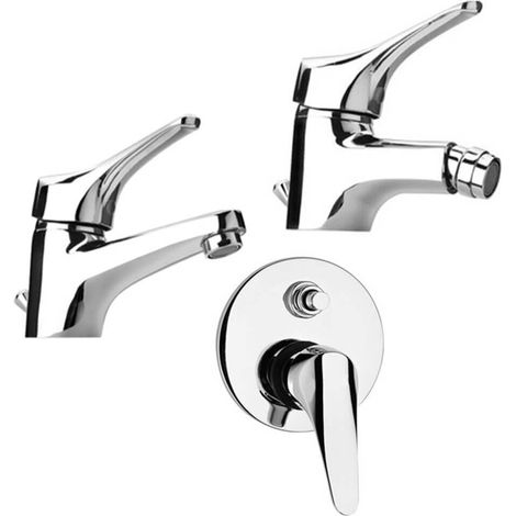 Set miscelatori lavabo + bidet + incasso doccia con deviatore Piralla Ariel ottone cromato con PILETTA DI SCARICO INCLUSA 0RE00088A16 0RE00094A21 0RE00400A16 (1/4)