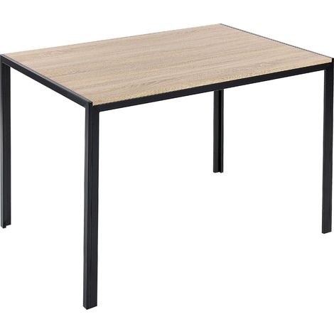 Tavolo da pranzo in legno chiaro con gambe in metallo rettangolari nere 120 x 80 cm Newfield