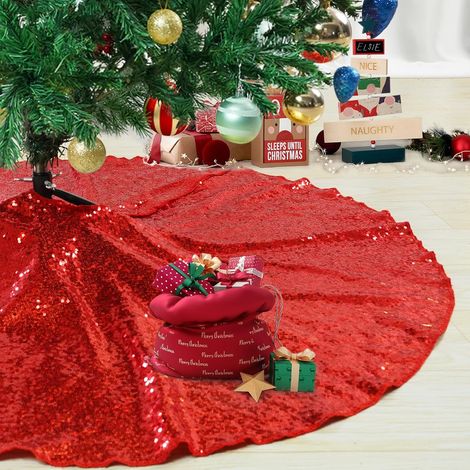 Falda para árbol de Navidad, 122 cm de diámetro, base para árbol de Navidad, decoración para árbol de Navidad, decoración de interior (rojo) (1/5)