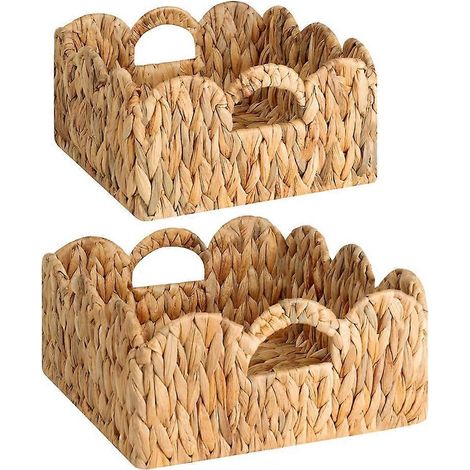 Panier en osier festonné, panier de chambre d'enfant avec poignées (1/5)