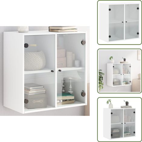 The Living Store Wandschrank mit Glastüren Weiß 68x37x68,5 cm - Wandregal (1/5)