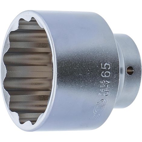 1 - Douille - Clé - Empreinte Douze Pans - Profil Carré 3/4 Pouces - Acier Chrome Vanadium - Finition Chromée Mate - Pour Serrage Industriel - Gris - 20x65 mm