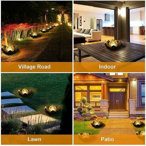 2er-Pack Solar-Lotuslaternen mit hellem, warmweißem Lichteffekt, IP44 wasserdichte Solar-Gartenleuchten für Hof, Hof, Rasen, Balkon