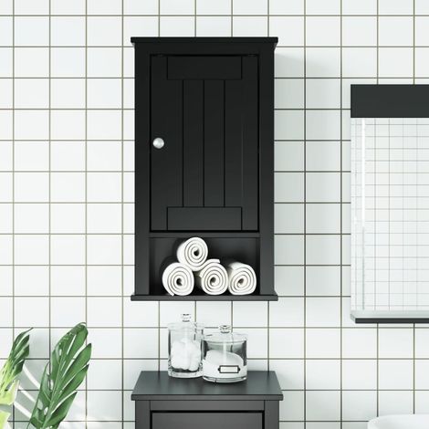 vidaXL Bathroom Wall Cabinet "BERG" Black 40x27x71,5 cm Solid Wood Pine (1/5)