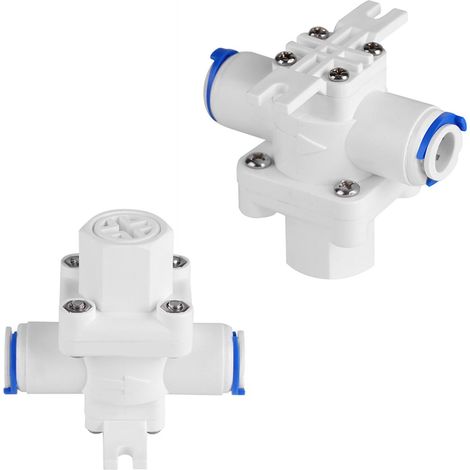 Wasserdruckregler mit RO-Schutzfilter 3/8" - Weißes und blaues Kunststoff-Reduzierventil für Wasserfilter und Wasserhähne (6,5 cm) (1/5)