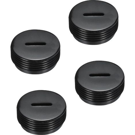Electric Motor Brush Holder Cap Plastic Black Thread 17.5mm/0.3"/0.71" Outer Diameter 8mm Height Pack of 4 (1/5)