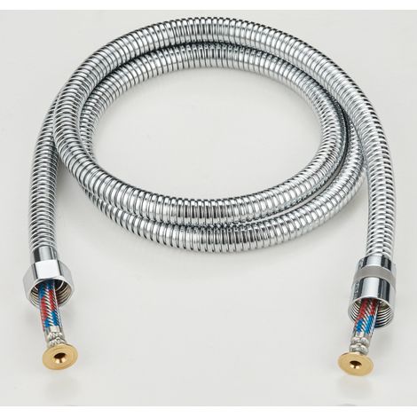 Flexible de Douche 1.5m en Acier Inoxydable Anti Torsion pour Salle de Bains , Tuyau de douche fil aluminium allié, design extensible chromé, écrous en acier inoxydable