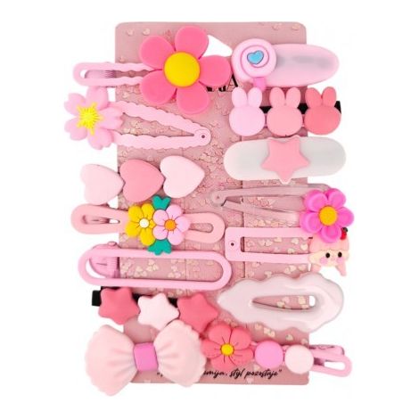 Pinzas para el cabello ECARLA 14 en 1, tonos de rosa SP411