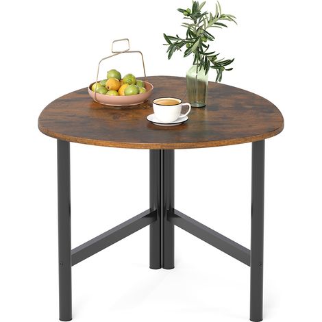COSTWAY Industrial Style Coffee Table Metal Frame Triangle Center Table 60x59x50cm Brown