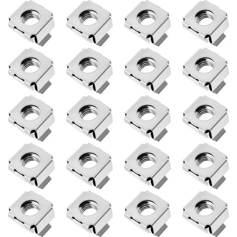 20 Lot écrous à Cage M8 en Acier Inoxydable 304 pour Armoires Réseau Armoires de Serveur Boîtiers électroniques Racks Argent (1/5)
