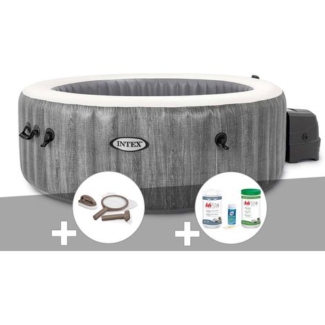 Kit spa gonflable Intex PureSpa Baltik rond Bulles 4 places + Kit d'entretien + Kit de traitement brome