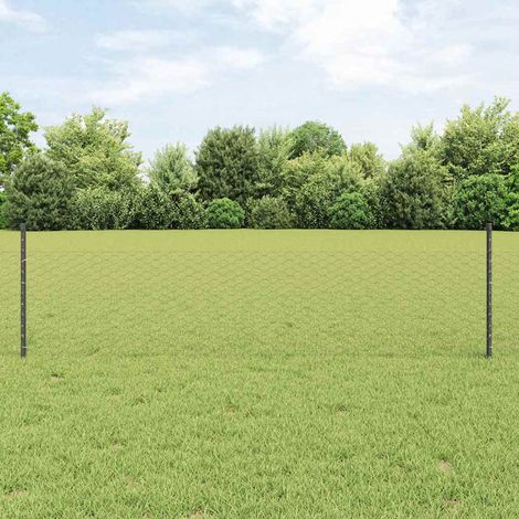 Zaun mit Pfosten Grau 0,5 x 10 m Stahl und PVC