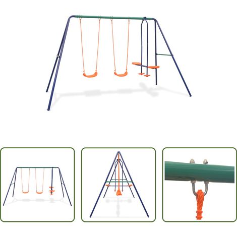 Balançoire extérieure - Ensemble de balançoires avec 4 sièges Orange (1/5)