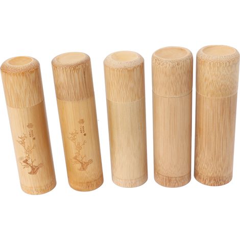 5-teiliges Reise-Set aus Bambus (12 cm lang): Teedosen, Aufbewahrungsbehälter für Tee, Gläser für Kaffeebohnen und Nüsse (2 pflaumenförmige, 3 jungfräuliche Dosen). (1/5)