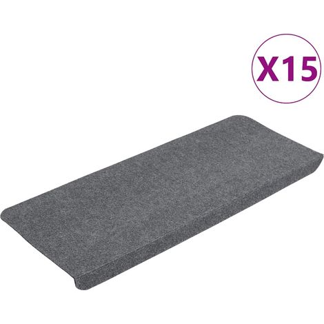 Tapis d'escalier autocollants 15 pcs 65x24,5x3,5 cm Gris (1/5)