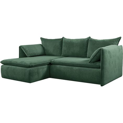 Divano letto in Velluto a coste Verde - Angolo a sinistra - TEODORA (1/4)