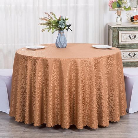 Nappe ronde 160cm Café Polyester pour table basse & table de salle à manger