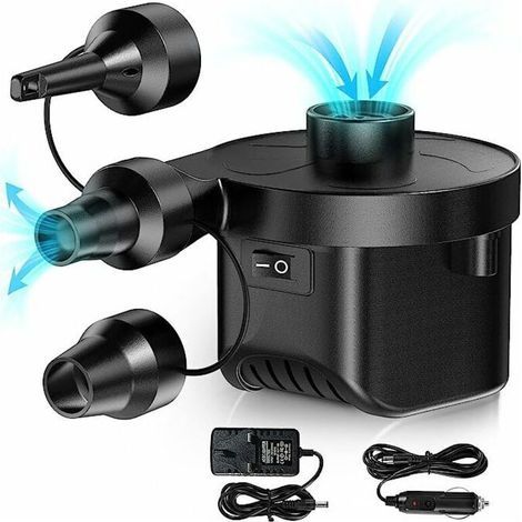 Gonfleur Électrique, Pompe Gonflage Gonfleur Degonfleur avec 3 Buses pour Matelas Gonfleur, Piscine Gonflable, Coussin Gonflable,Pompe Électrique avec Adaptateur Voiture Maison (1/5)