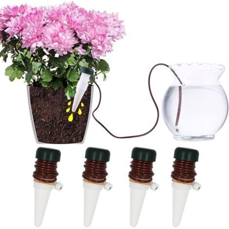 Drip Irrigation Bottle, 4 Pack Ceramic Drip Irrigation Automatic Watering System Automatic Watering System for Indoor Outdoor Garden (1/4)