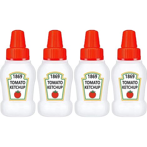 Set di 4 mini bottiglie di ketchup come accessori per il pranzo al sacco, bottiglie morbide da 30 ml per condimenti, contenitori di plastica vuoti per condimenti per insalata, vasetti morbidi per sals