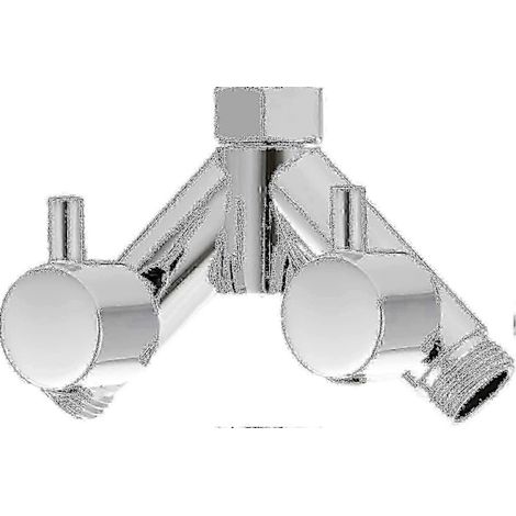 Robinet d'arrêt de douche en laiton, distributeur en Y à 2 voies 1/2 pouce pour flexible et pommeau de douche, chromé