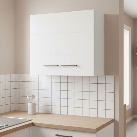 Falmenta Küchenschrank, Einlegeboden, 2 Türen, Schwenktüren, 60x30x54h cm, Weiß (1/5)