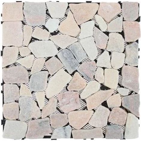 TRADE SHOP - Piastrella Da Giardino Effetto Marmo Pietre Rosa Pavimento Antiscivolo Ad Incastro 73559 - (1/5)