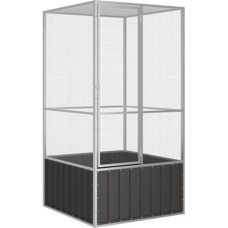 Cage à oiseaux anthracite 111 x 107 x 211,5 cm en acier galvanisé