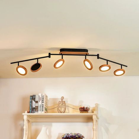 [GEBRAUCHT] B-Ware Lindby Strahler Spot Led Holz Schwarz Weiß 152 Cm Deckenleuchte Mit Dimmer