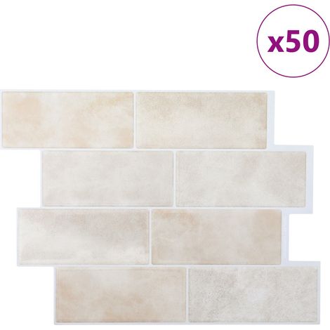 Carreaux de métro adhésifs muraux cuisine et salle de bain PU PET marbre beige lot de 50 (1/5)