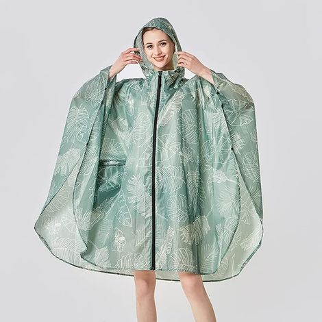 Poncho de pluie imperméable pour vélo, veste de pluie portable et légère à capuche, cape de pluie compacte et réutilisable unisexe (1/5)
