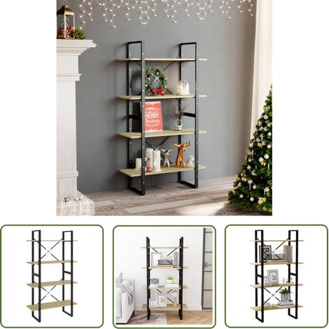 Étagère de Rangement Bibliothèque à 4 niveaux, Montage facile, Chêne sonoma 80x30x140 cm Aggloméré OIB7591E (1/5)