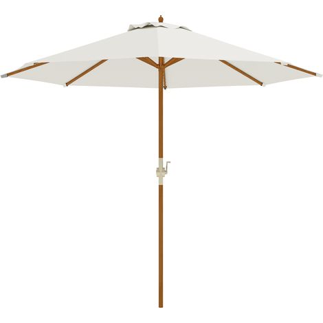 Parasol Bonaventura Octogonal 270cm Bois Toile Crème Résistante UV Jardin Terrasse