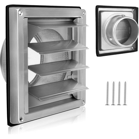 CCYKXA 100mm ventilation grille with mosquito net, 304 stainless steel non-return valve weather protection grille, Ø100mm ventilation grille for VMC pipe and ducting (1/5)