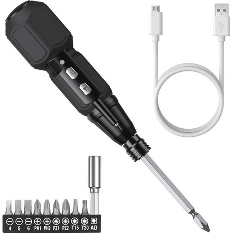 Tournevis électrique sans fil, kit de tournevis électrique rechargeable, kit d'outils de réparation domestique automatique portable,tournevis motorisé (1/5)