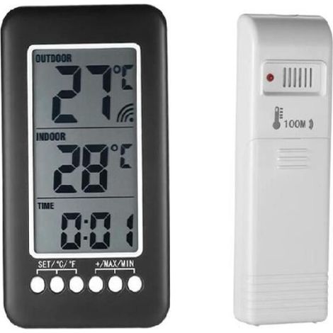 Thermomètre sans fil intérieur/extérieur - Écran LCD - Portée de 100 mètres (1/4)