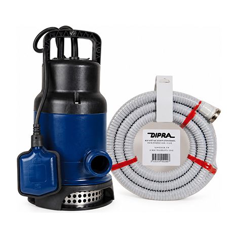 SPIDO - Kit Pompe d'Évacuation Eaux Chargées Classic ECC 150 - 320 W - 7,5 m3/h - Tuyau PVC Annelé 5 m D25 mm