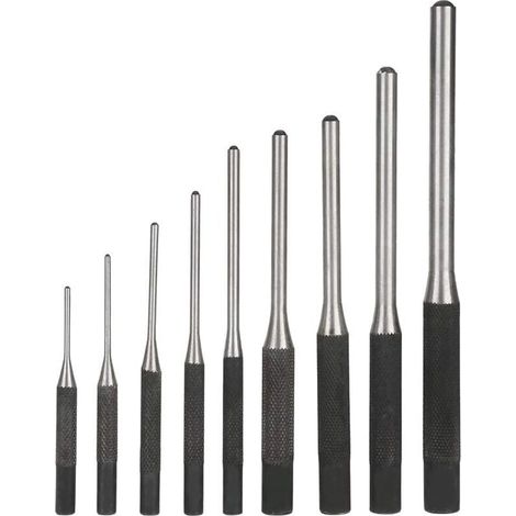 9PCS Poinçon Jeu de Chasse-goupilles En Acier Durable Professionnel, Outil à Main Ingénierie Mécanique,le noir, (1/4)