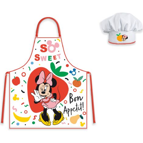 Grembiule protettivo da cucina per bambini con cappello, per la scuola, Minnie Mouse Disney