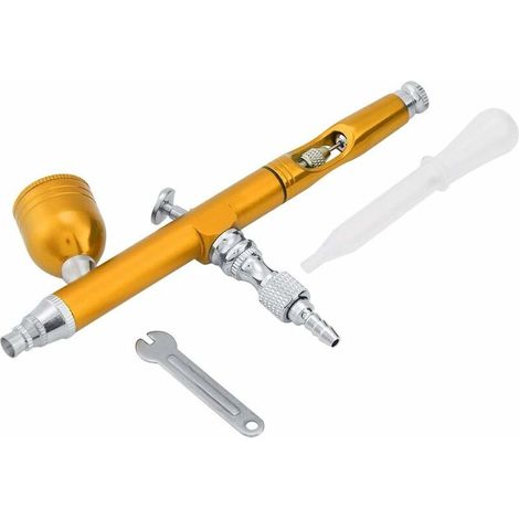 7CC à Double Action 0.3mm Pistolet Peinture Professionnel Outil pour Arts Maquillage Tatouages Temporaires Décoration pour Gâteaux(Or) (1/5)