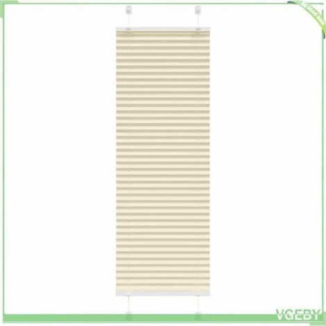 1 Store plissé, crème, polyester, montage sans perçage ou à vis, pour fenêtre salon chambre bureau (1/3)